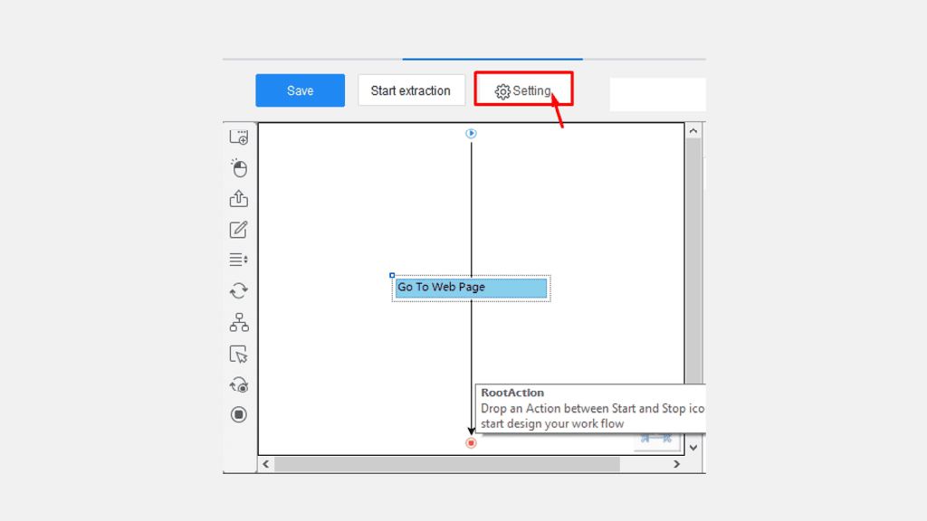 Octoparse integration setting button