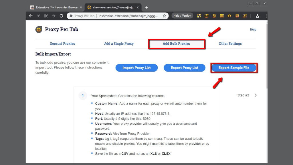 Insomniac browser proxy configuration