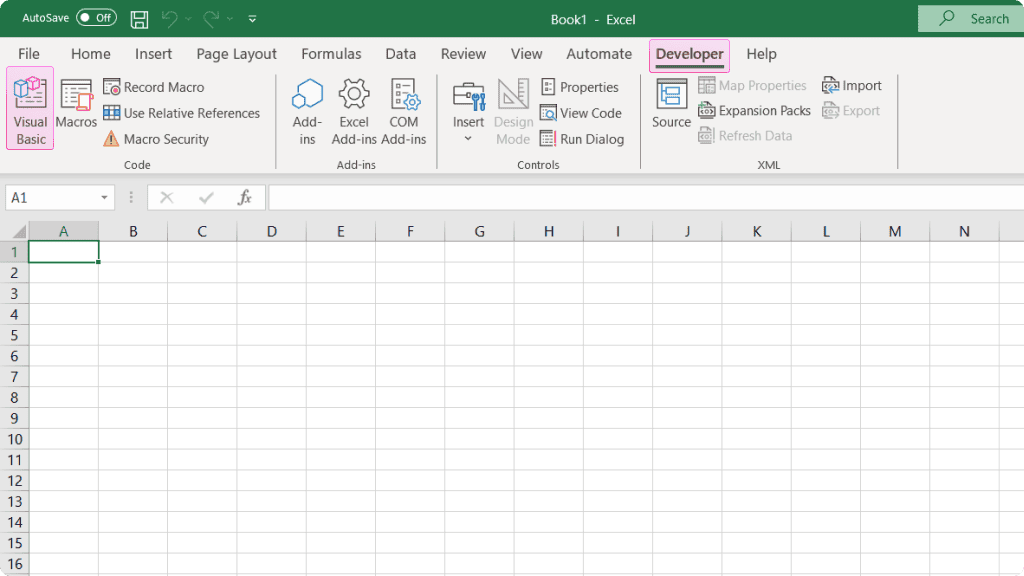 Open the Visual Basic application dialog