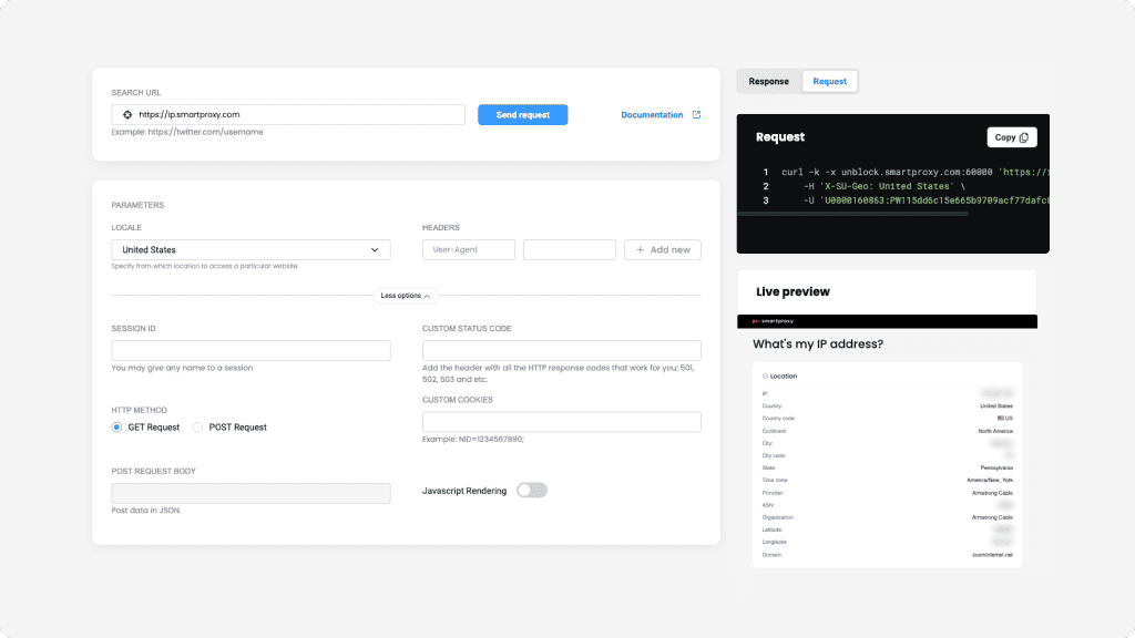 Select parameters