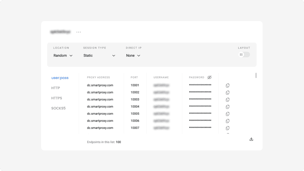 Select parameters