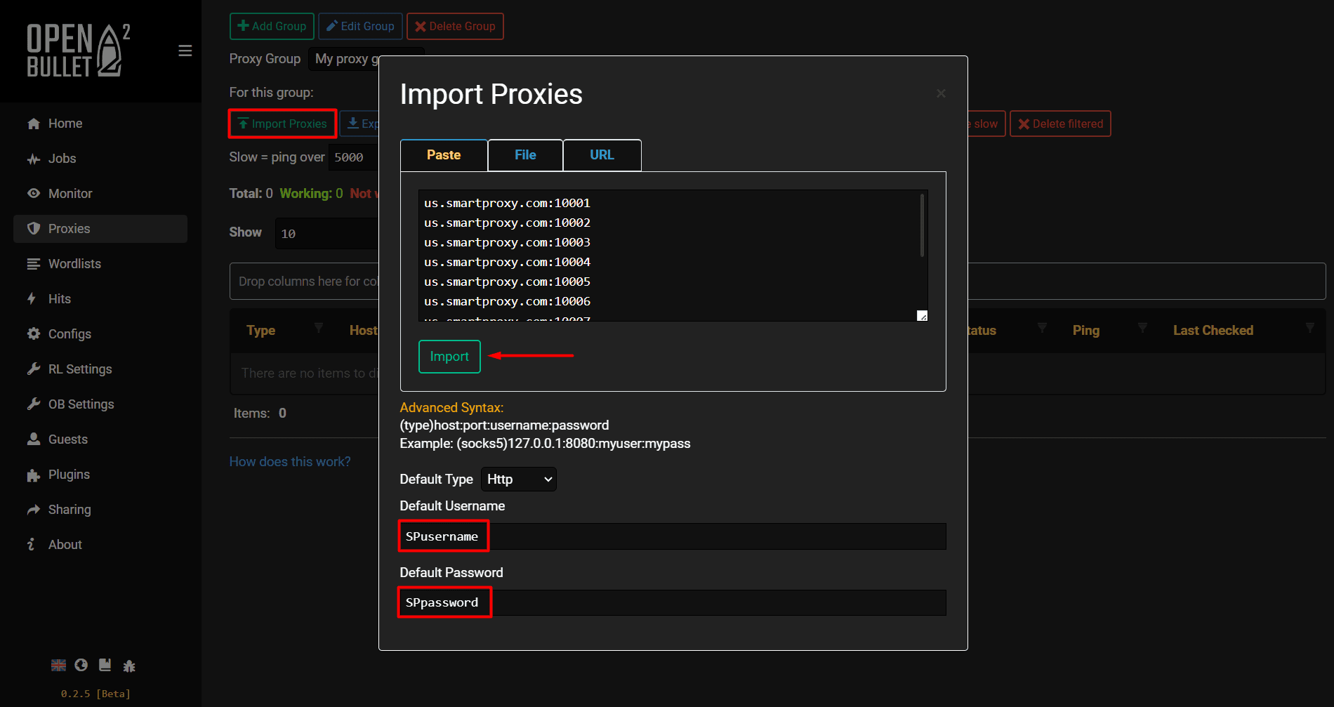 Integrating proxies with OpenBullet