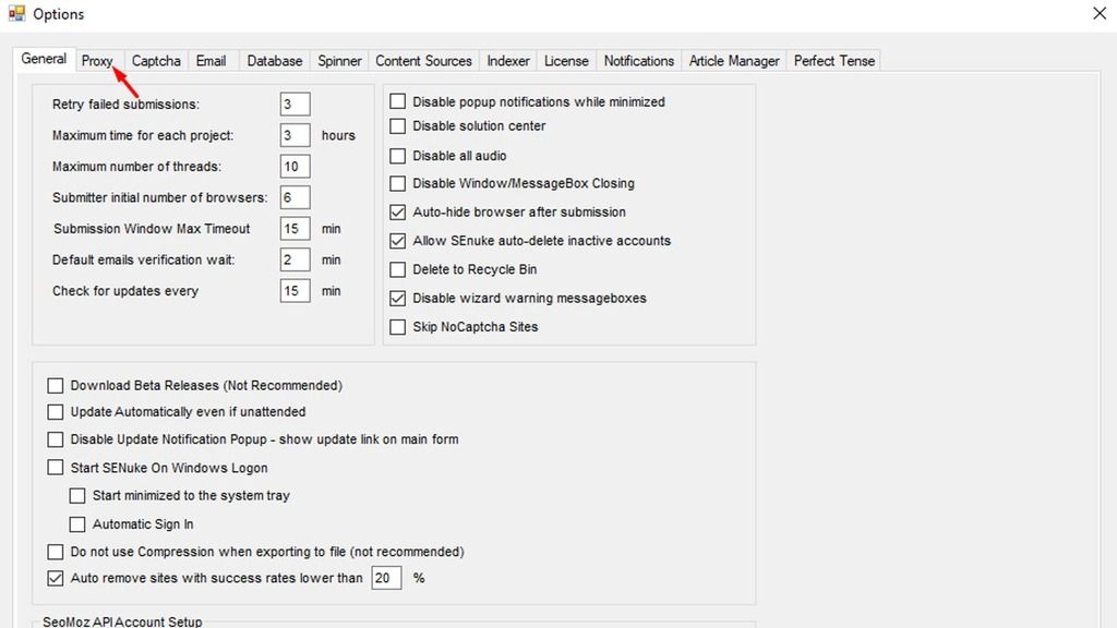 Senuke Use proxies